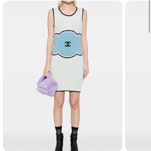 Chanel Gray and Blue Sleeveless Dress